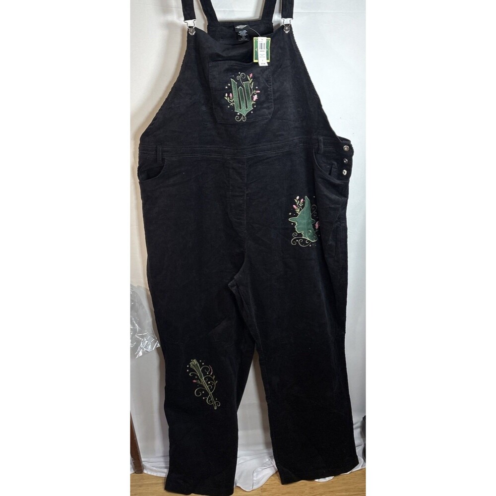 Wicked Elphaba Icons Black Corduroy Overalls Womens 5 Embroidered BoxLunch NWT